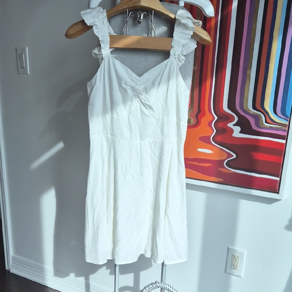 Francescas White Ruffled Strap Dress